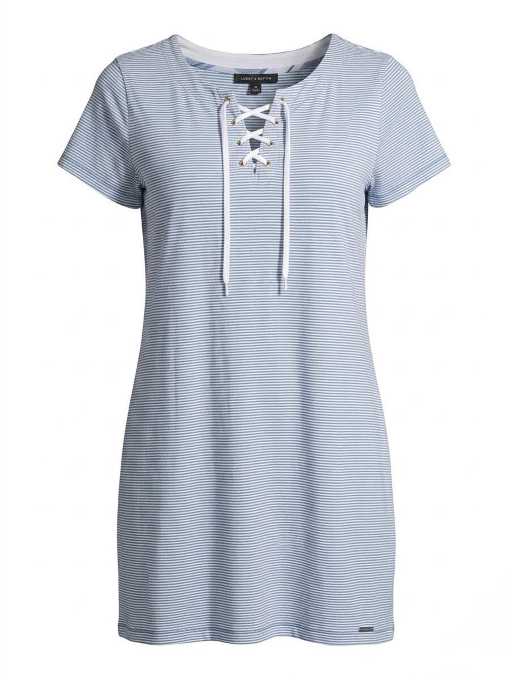 Tommy Hilfiger Navy Striped Lace-Up Nautical Shift Dress Size Large EUC Preppy